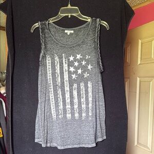 Maurices Charcoal Tank Top with Star and Stripe Design